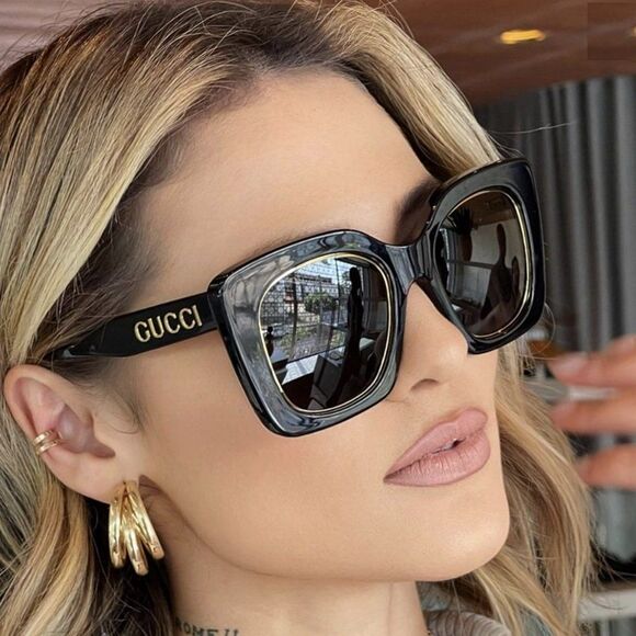 NEW Gucci GG1151S 001 Black/Gold Grey Cat Eye Unisex Sunglasses GG 1151S main image 9